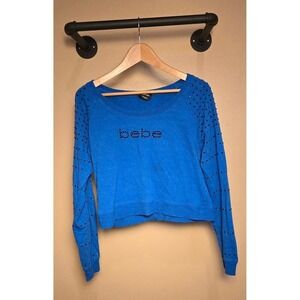 Y2K Bebe Paradise‎ Blue crew neck long sleeve studded pullover top size large